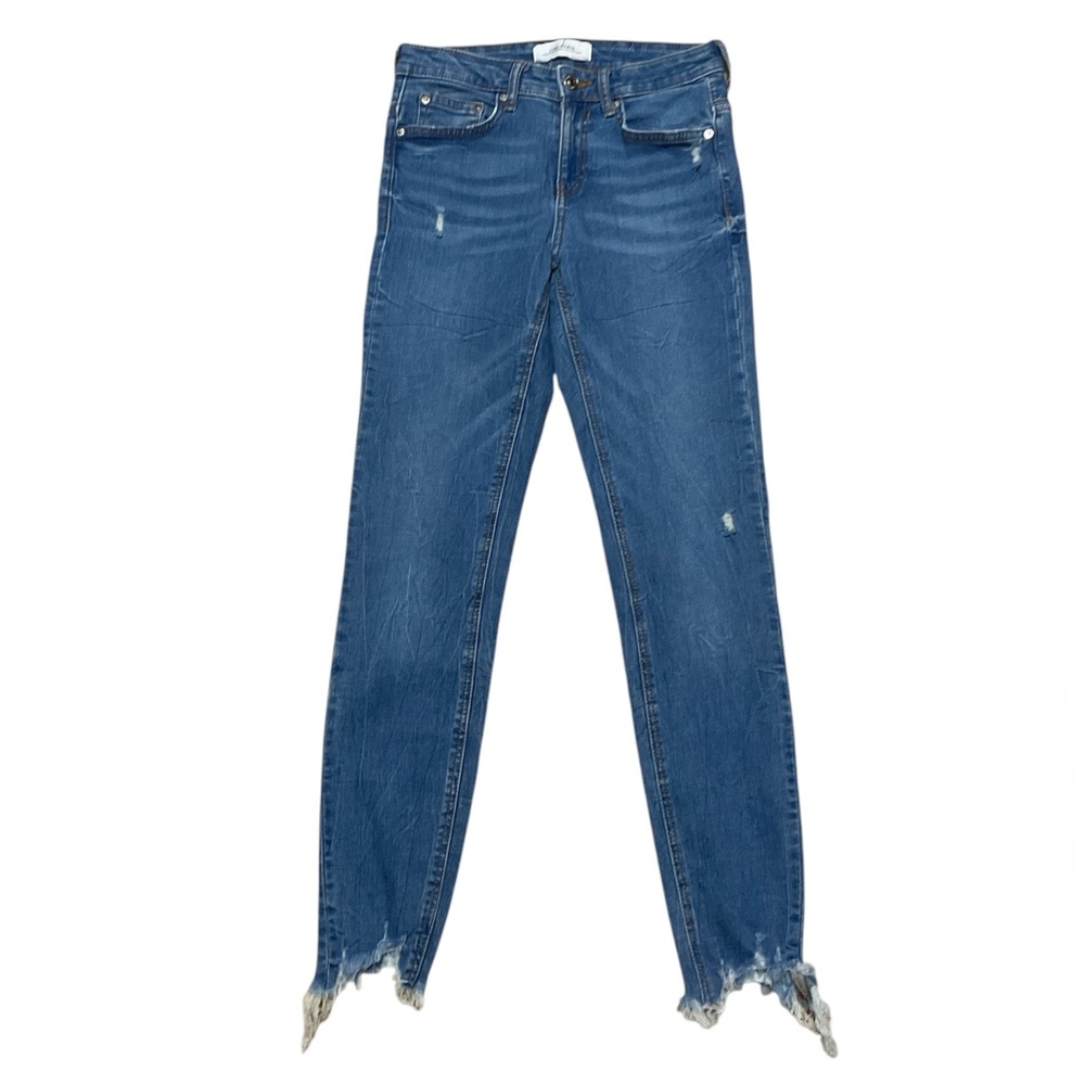 Zara Woman Skinny Jeans Women’s 4/26 Raw Hem High Rise Distressed Denim Casual
